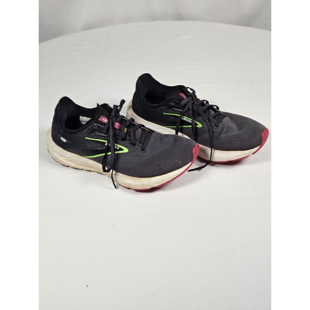 Brooks Launch Black Green Mesh Women Athletic Running Shoes SZ 9.5